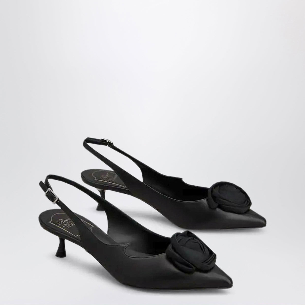 Roger Vivier Rose Vivier Slingback Pumps In Black Leather Women ROGER VIVIER