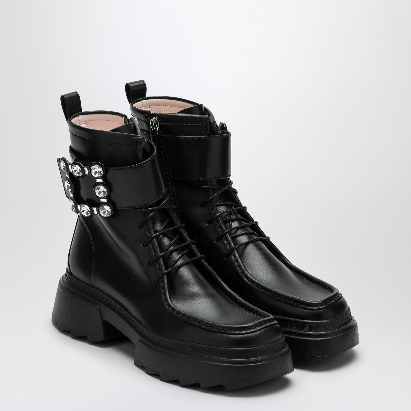 Roger Vivier Black Leather Lace-Up Boot Women ROGER VIVIER