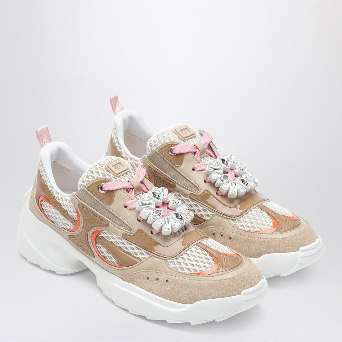 Roger Vivier Viv†On The Run Beige/White Leather And Fabric Sneaker Women ROGER VIVIER