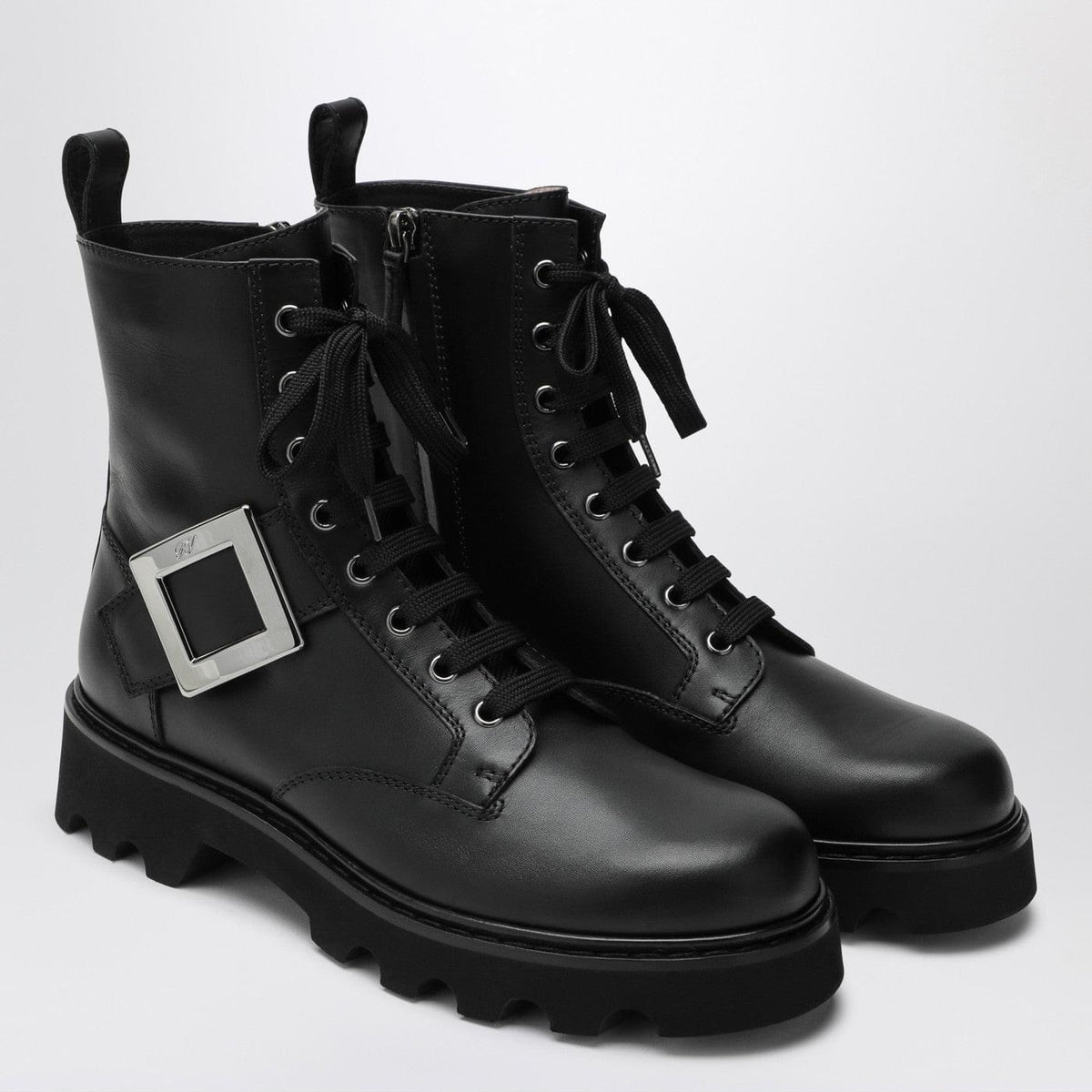 Roger Vivier Viv' Rangers Truck Black Leather Ankle Boots Women ROGER VIVIER