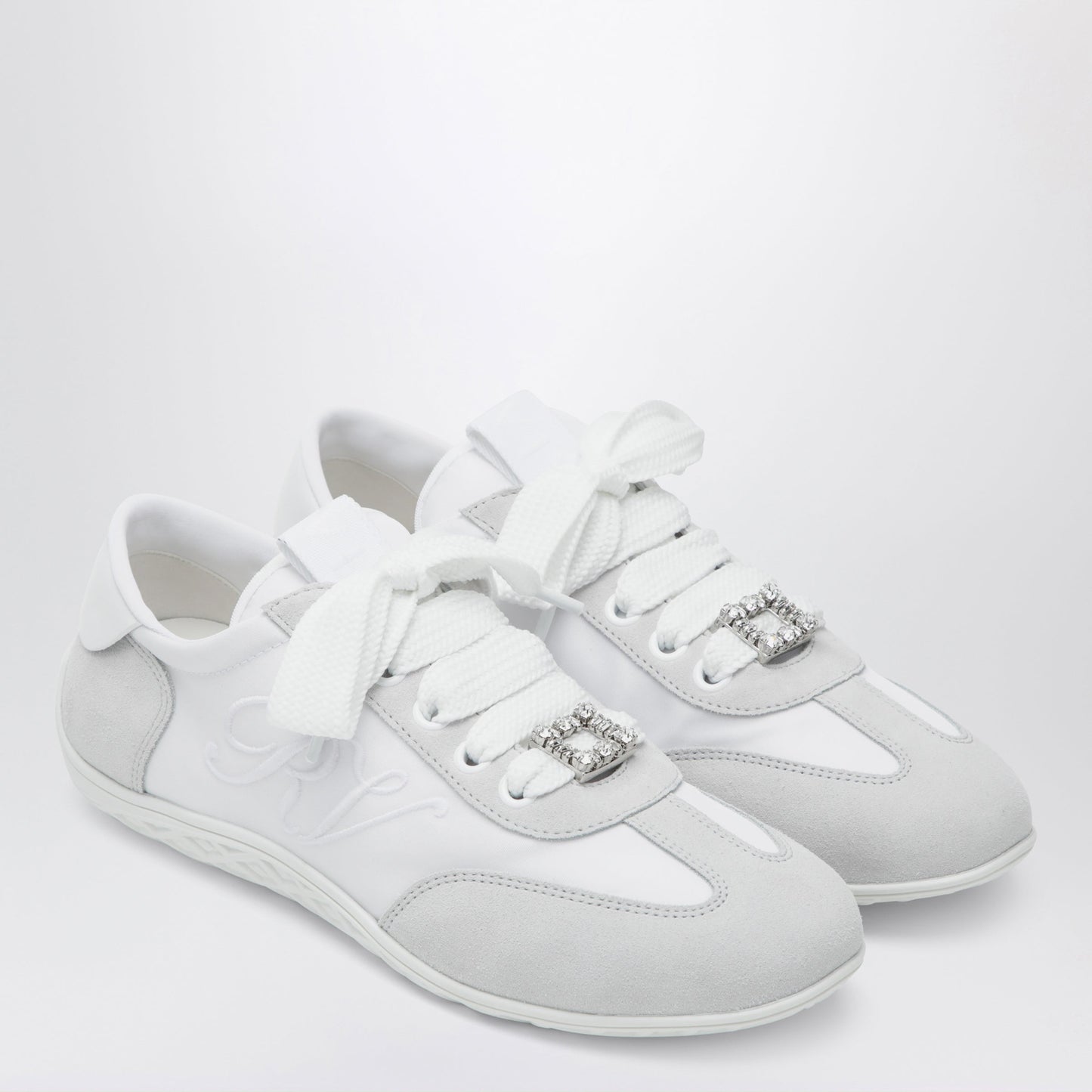 Roger Vivier Viv Low Sneakers In White Suede Women ROGER VIVIER