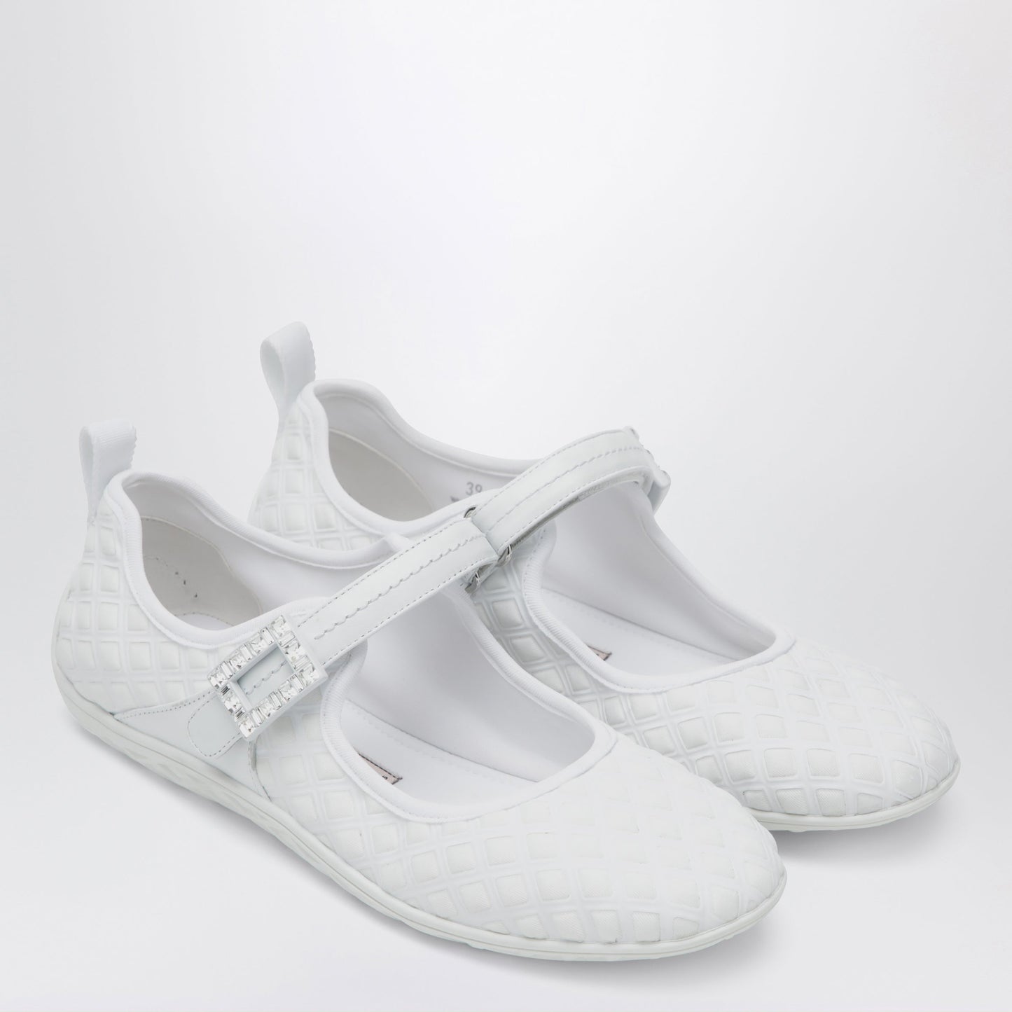 Roger Vivier Viv Low Ballerina Flats With Fabric Strap In White Women ROGER VIVIER