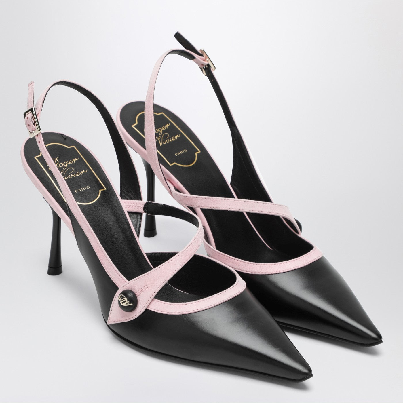 Roger Vivier Black/Pink Vivier Slingback Pumps Women ROGER VIVIER