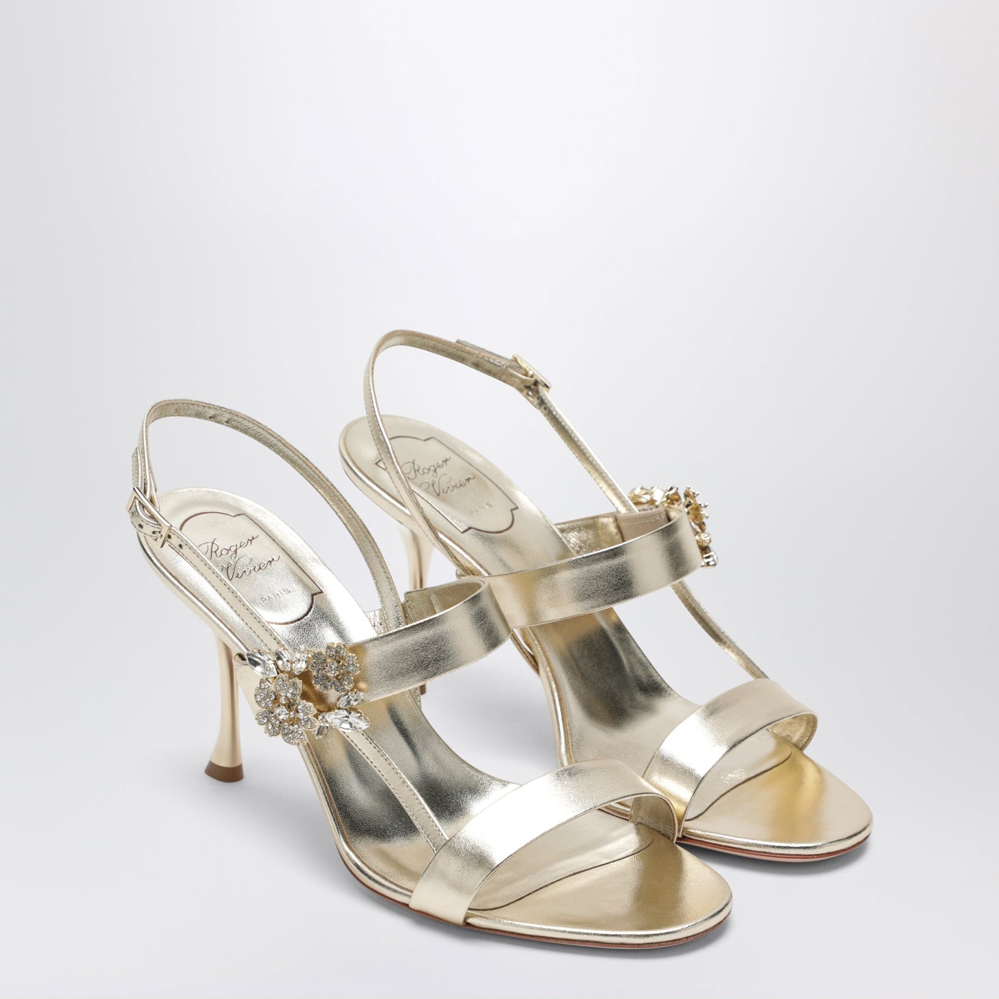 Roger Vivier Gold Leather Efflorescence Sandals Women ROGER VIVIER