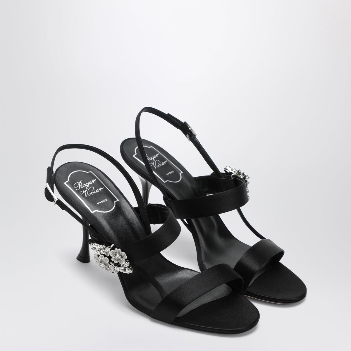 Roger Vivier Black Satin Efflorescence Sandals Women ROGER VIVIER