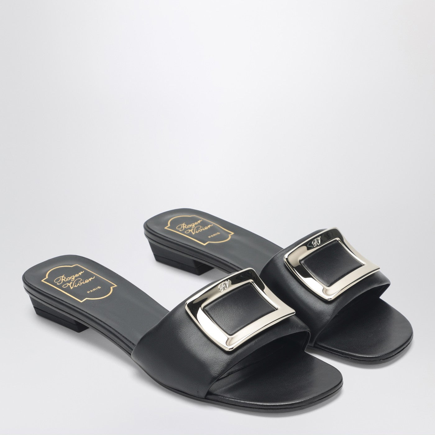 Roger Vivier Square Buckle Leather Slides Women ROGER VIVIER