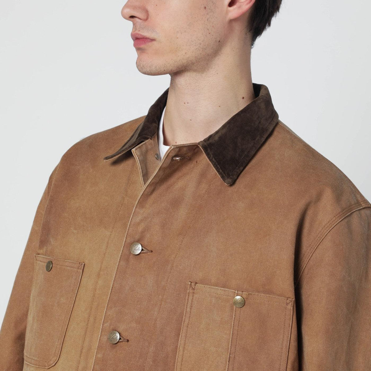Needles Brown Cotton Jacket Men Needles