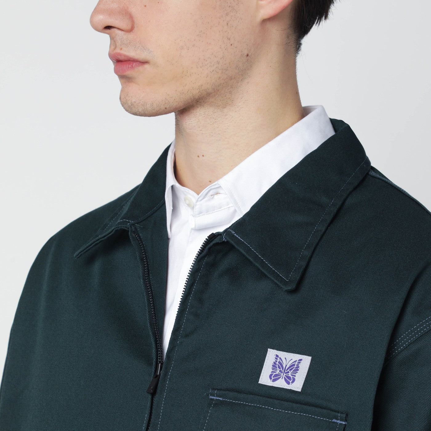 Needles Green Zip Shirt Jacket Men Needles