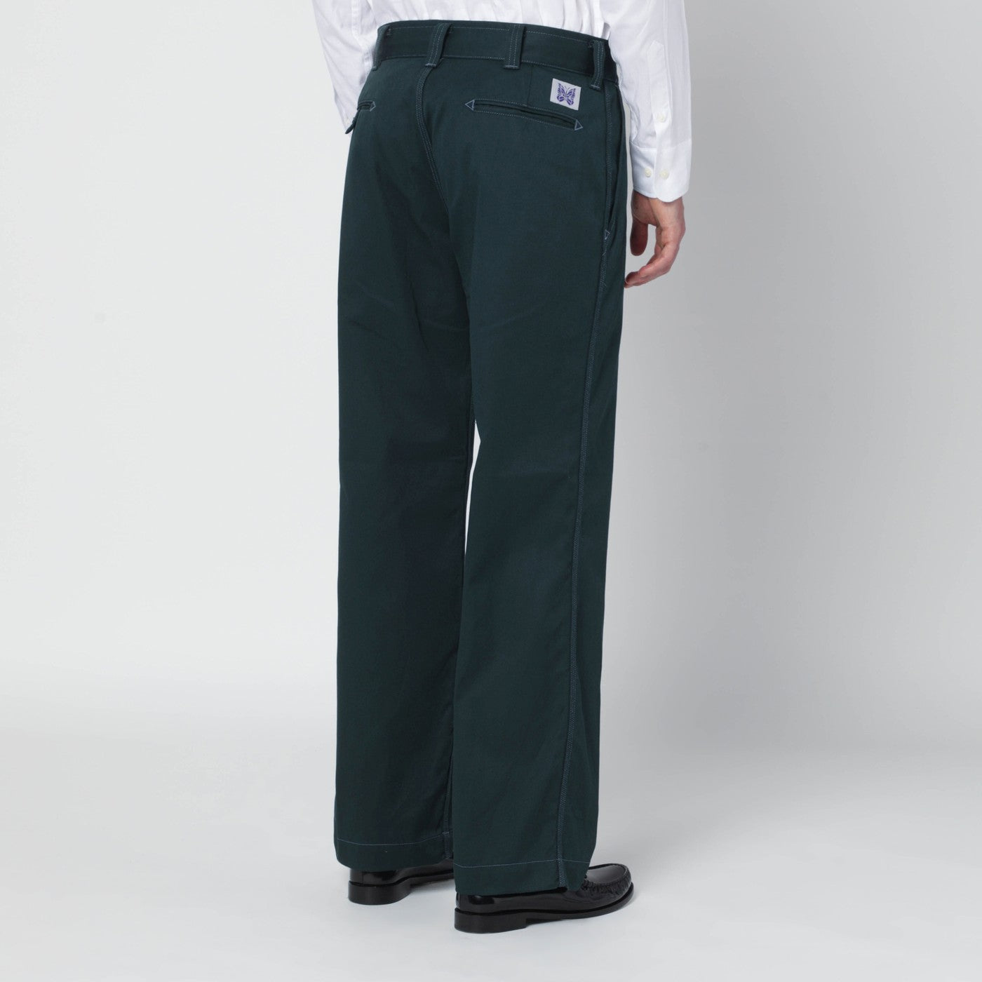 Needles Green Cotton-Blend Trousers Men Needles