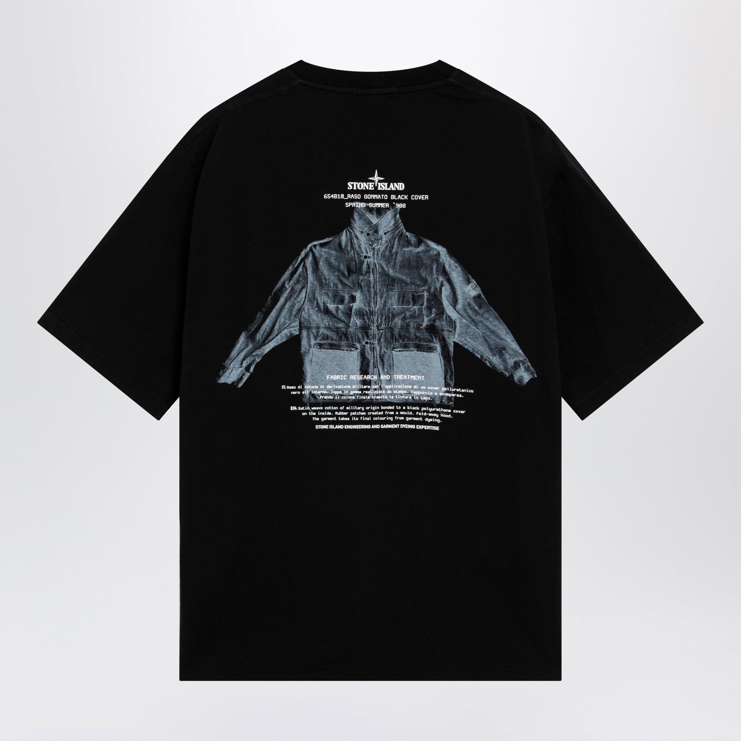 Stone Island Black Cotton T-Shirt With Logo Prints Men STONE ISLAND