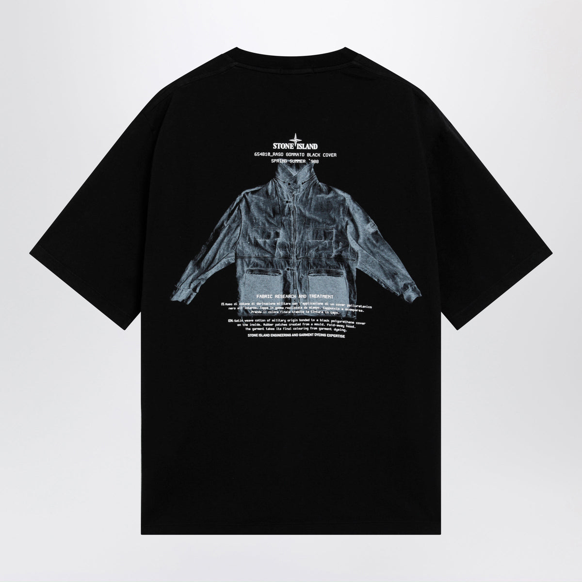 Stone Island Black Cotton T-Shirt With Logo Prints Men STONE ISLAND