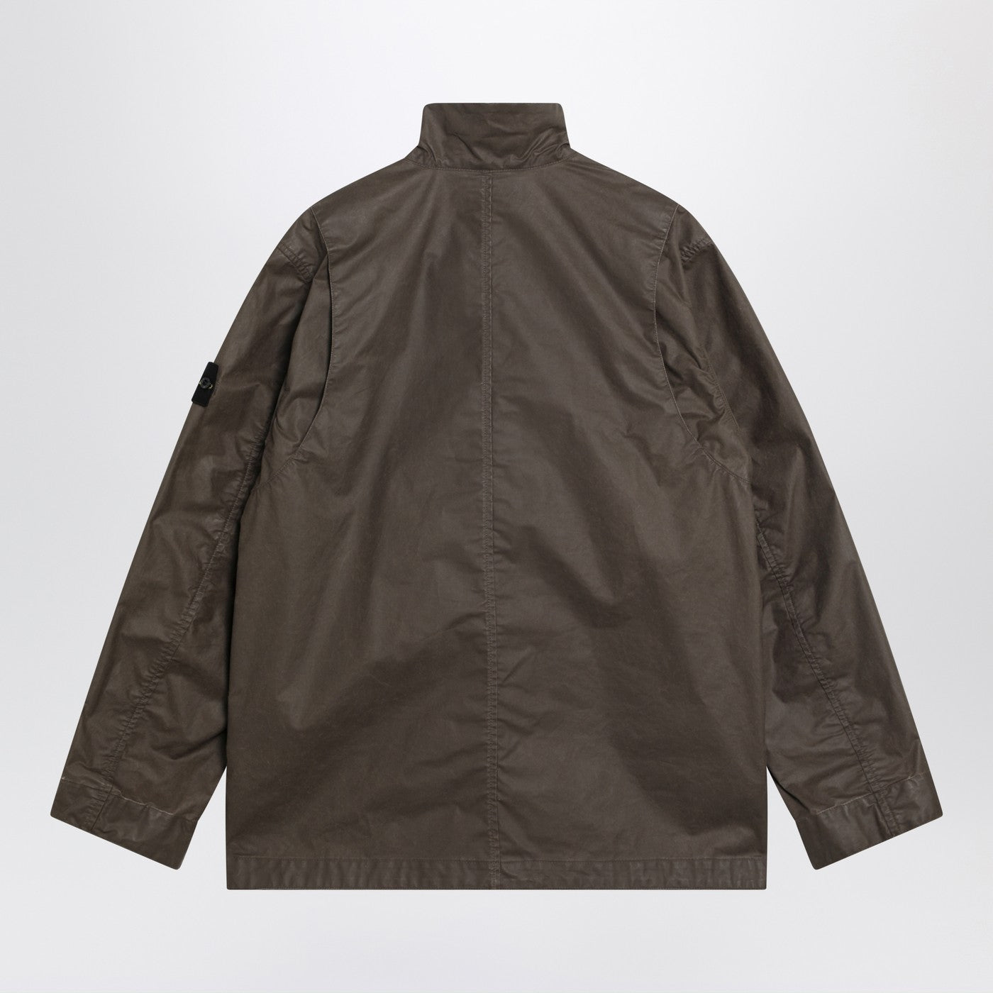 Stone Island Brown Waxed Cotton Canvas Field Jacket Men STONE ISLAND