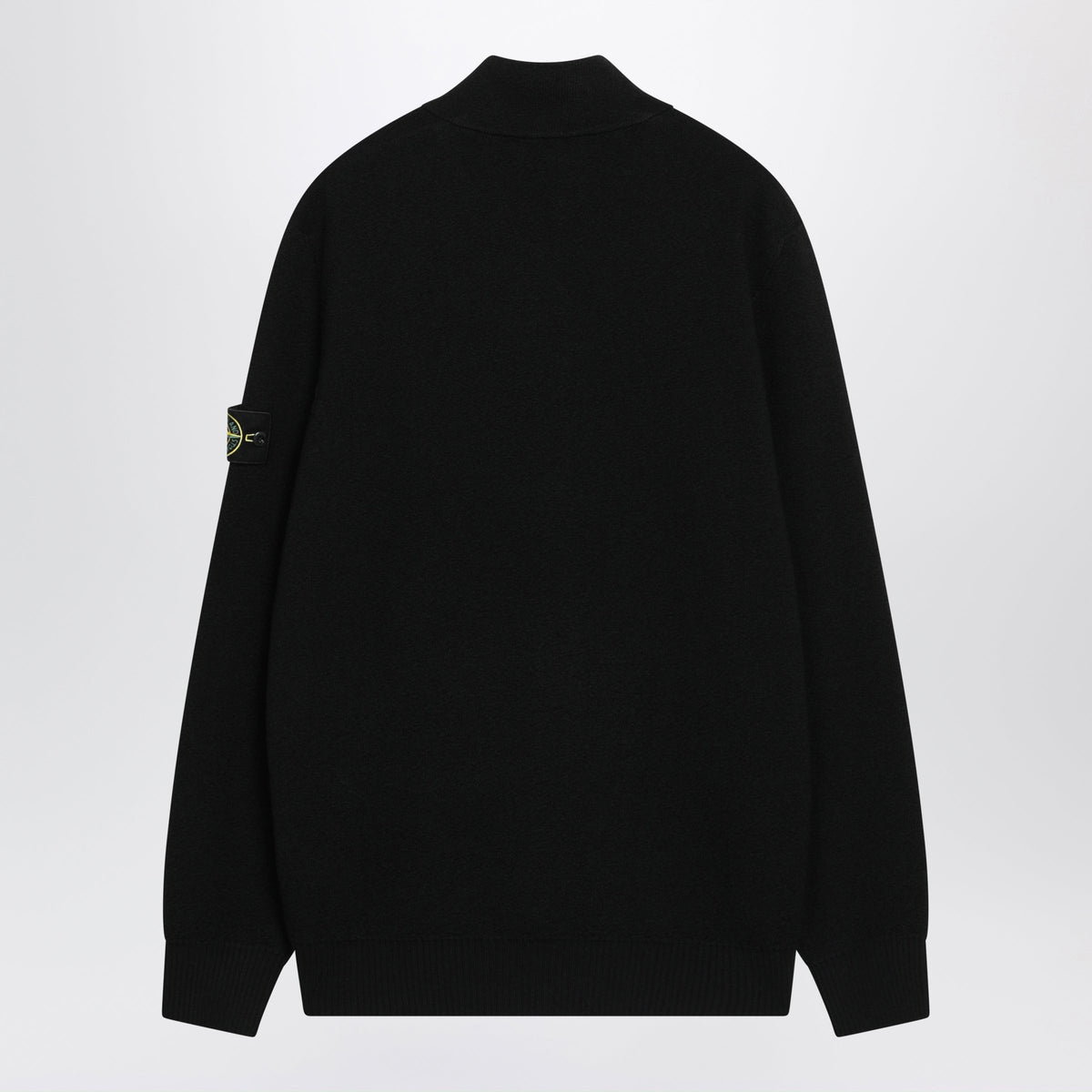 Stone Island Black Zip-Up Sweater In Pure Wool Men STONE ISLAND