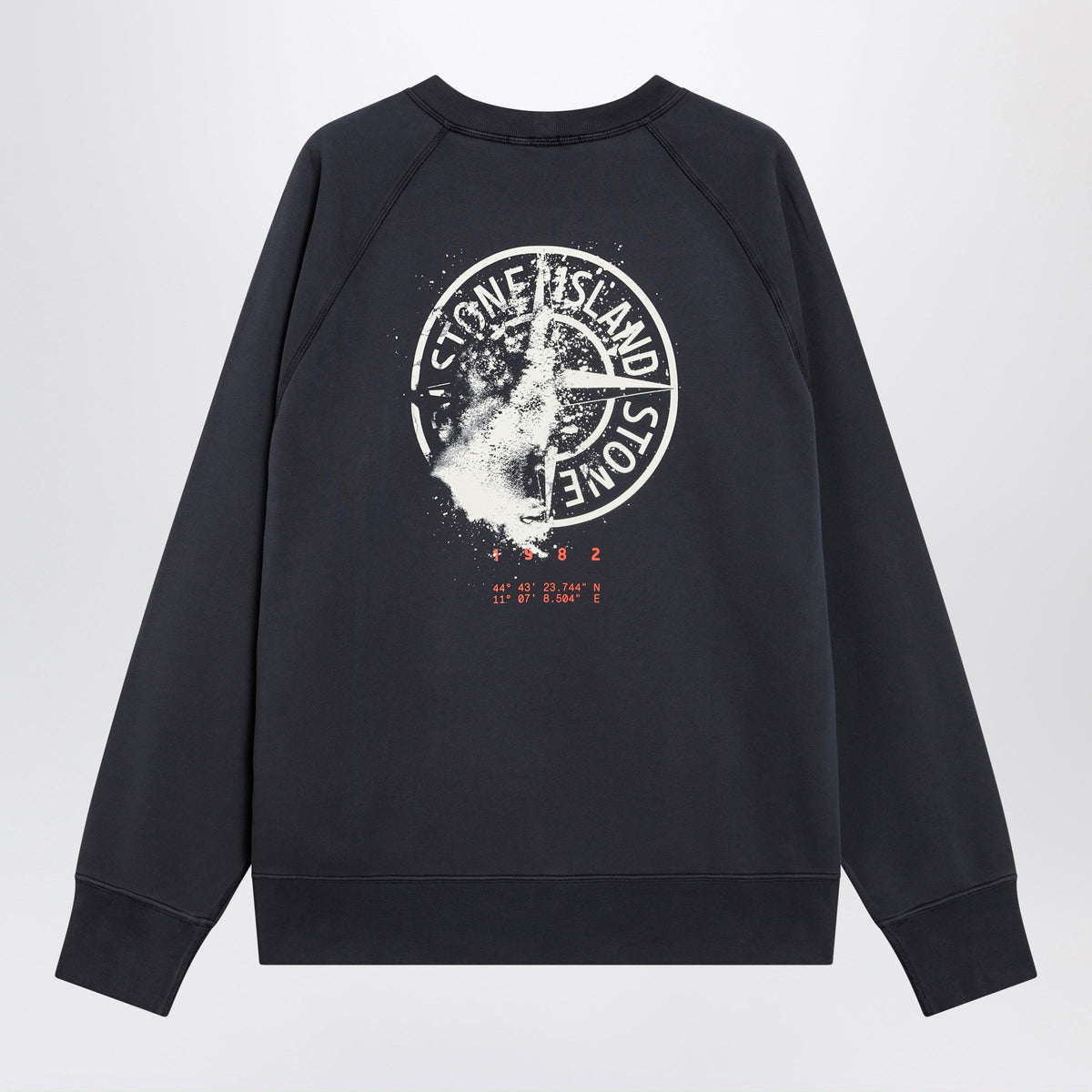 Stone Island Navy Blue Cotton Sweatshirt With Logo Prints Men STONE ISLAND