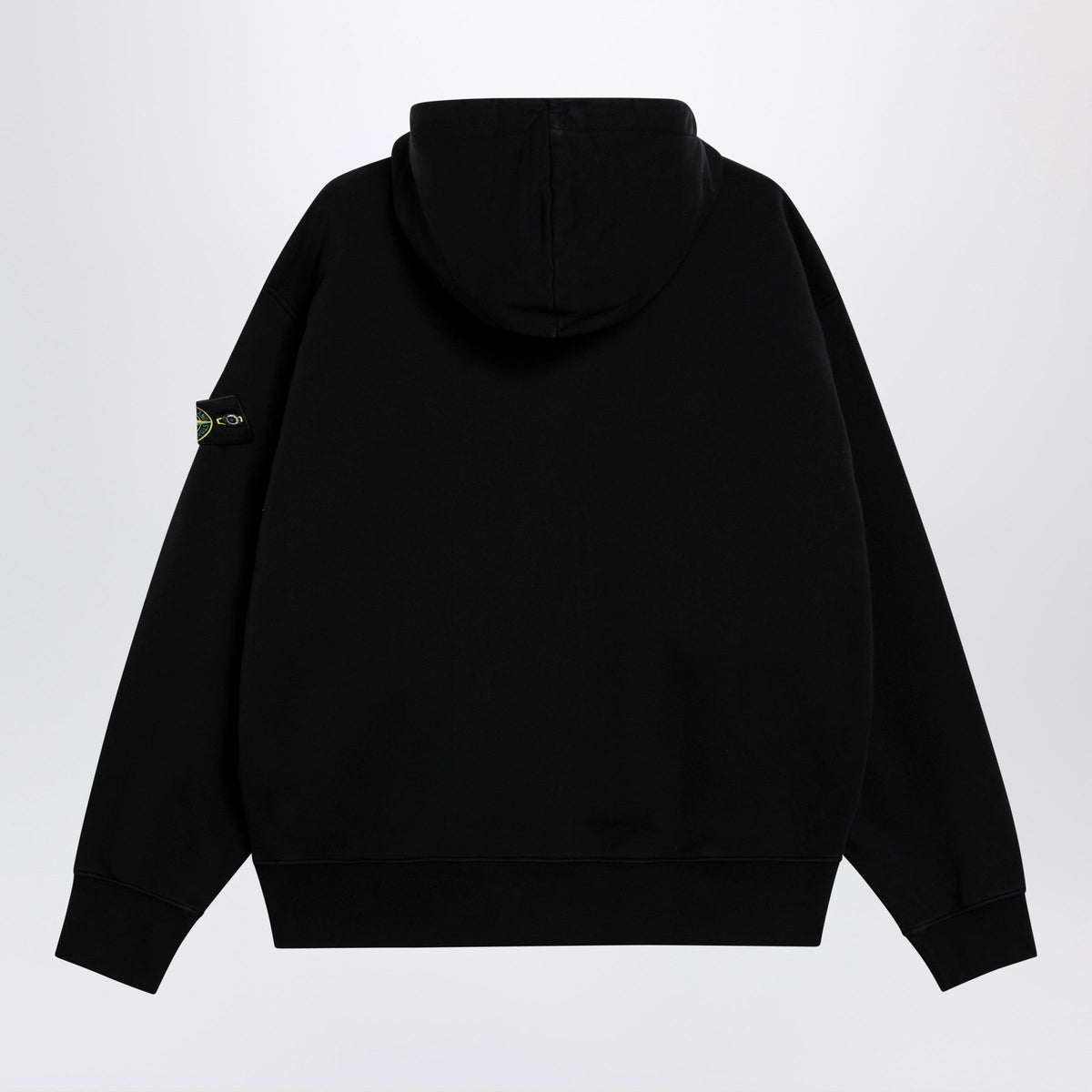 Stone Island Organic Cotton Hooded Zip Sweatshirt In Black Men STONE ISLAND