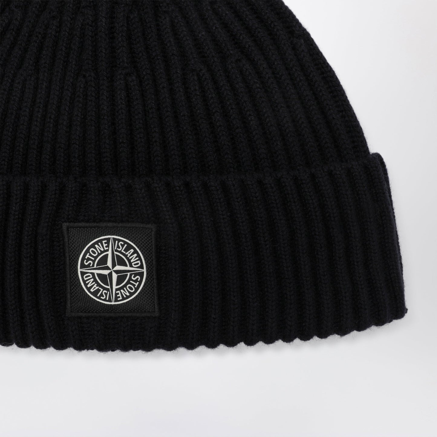 Stone Island Navy Wool Beanie With Compass Patch Men STONE ISLAND