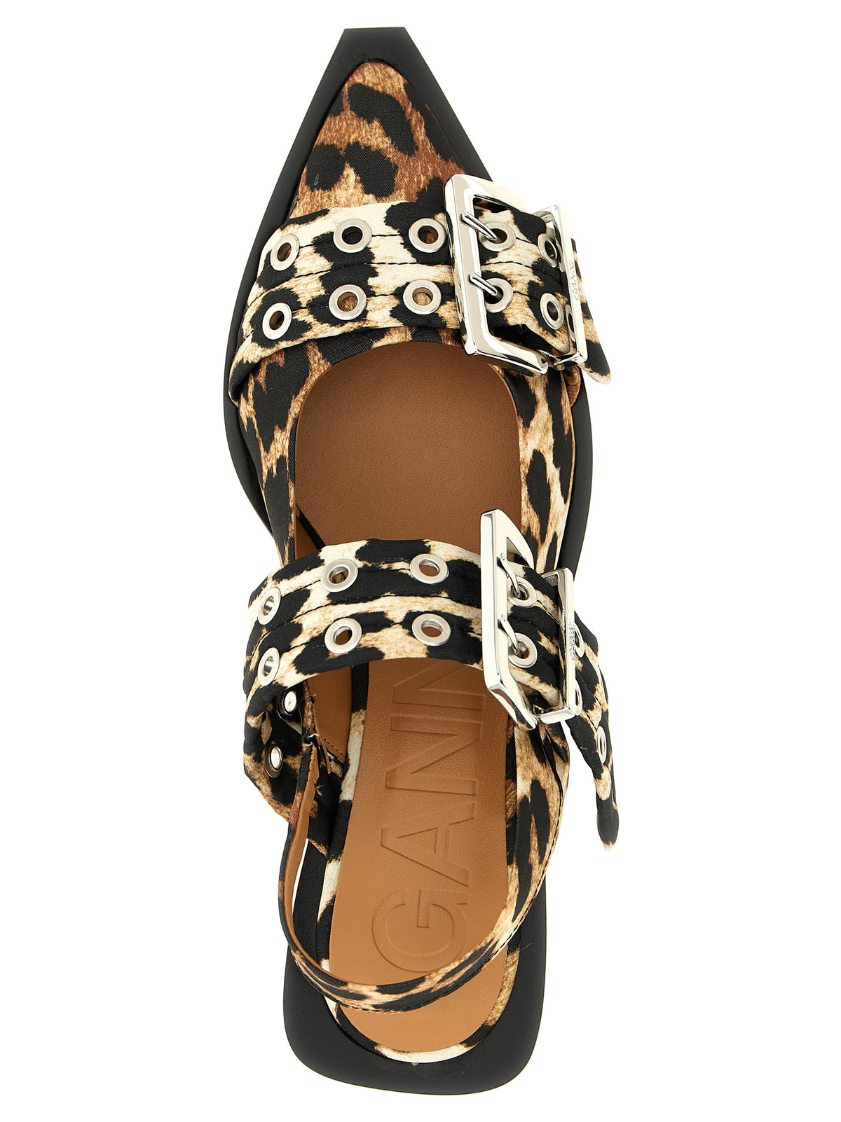 Ganni Women 'Leopard Satin Feminine Buckle' Slingback GANNI