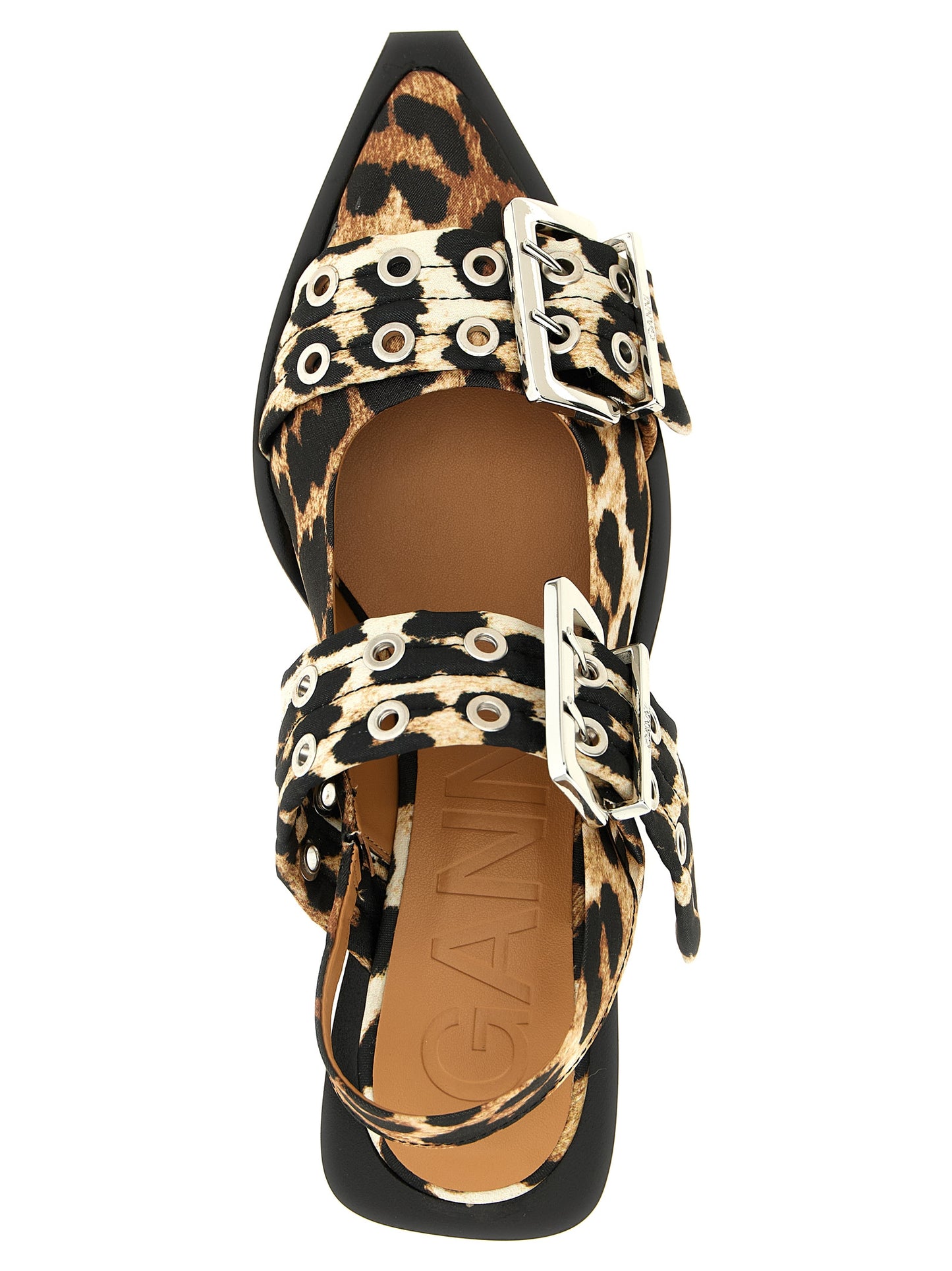 Ganni Women 'Leopard Satin Feminine Buckle' Slingback GANNI