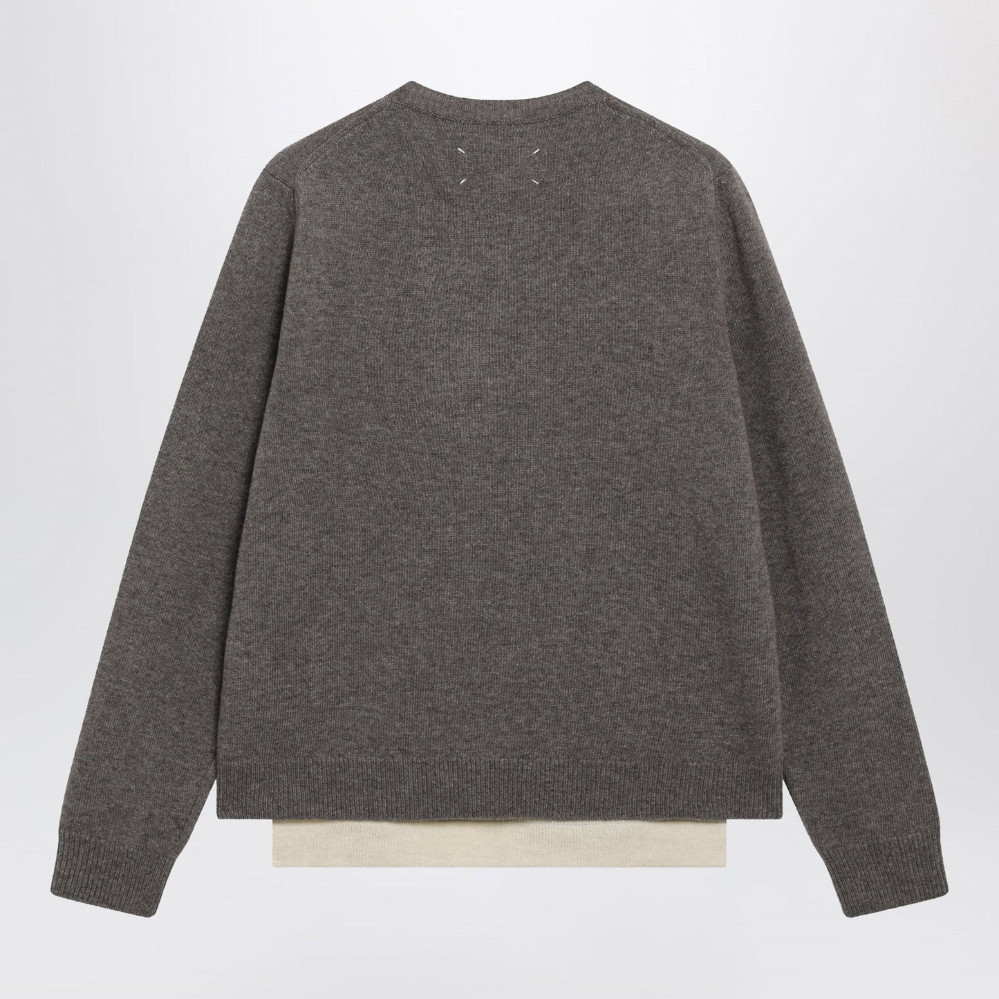 Maison Margiela Crewneck Lambswool Sweater In Mud And Ecru Men MAISON MARGIELA