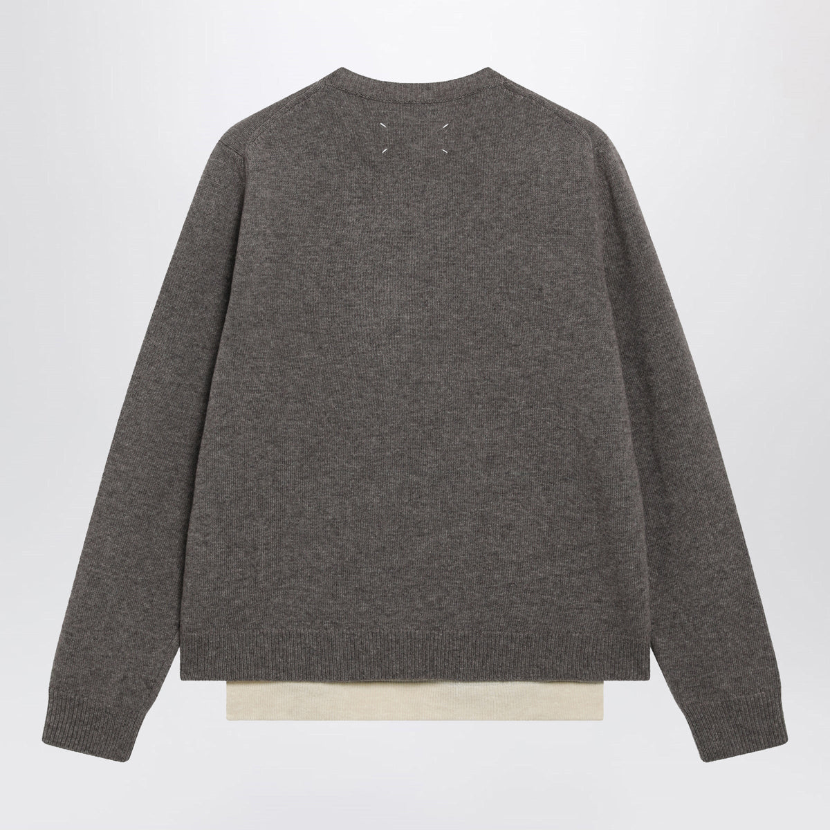 Maison Margiela Crewneck Lambswool Sweater In Mud And Ecru Men MAISON MARGIELA