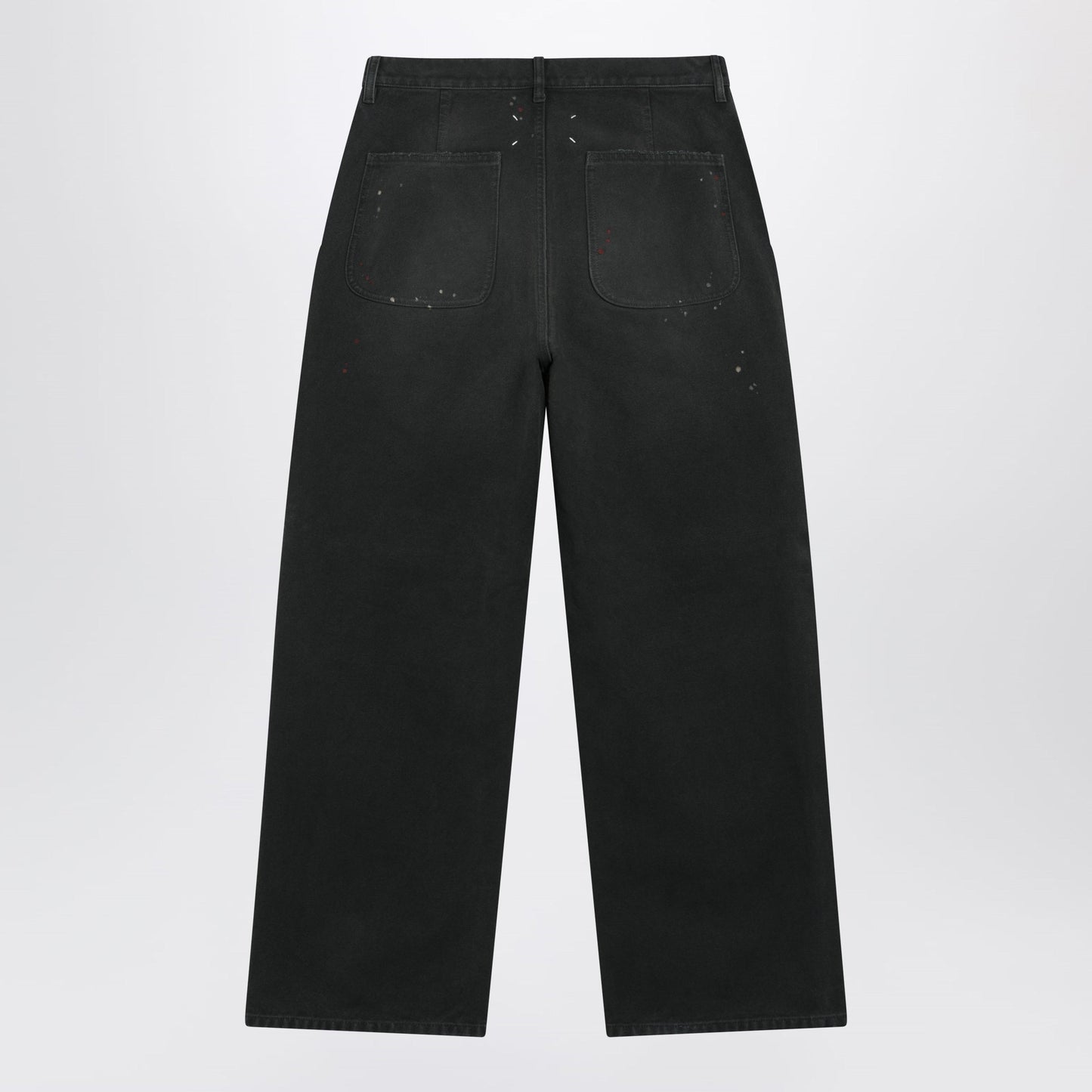 Maison Margiela Double-Dyed Work Trousers In Black Cotton With Spots Men MAISON MARGIELA