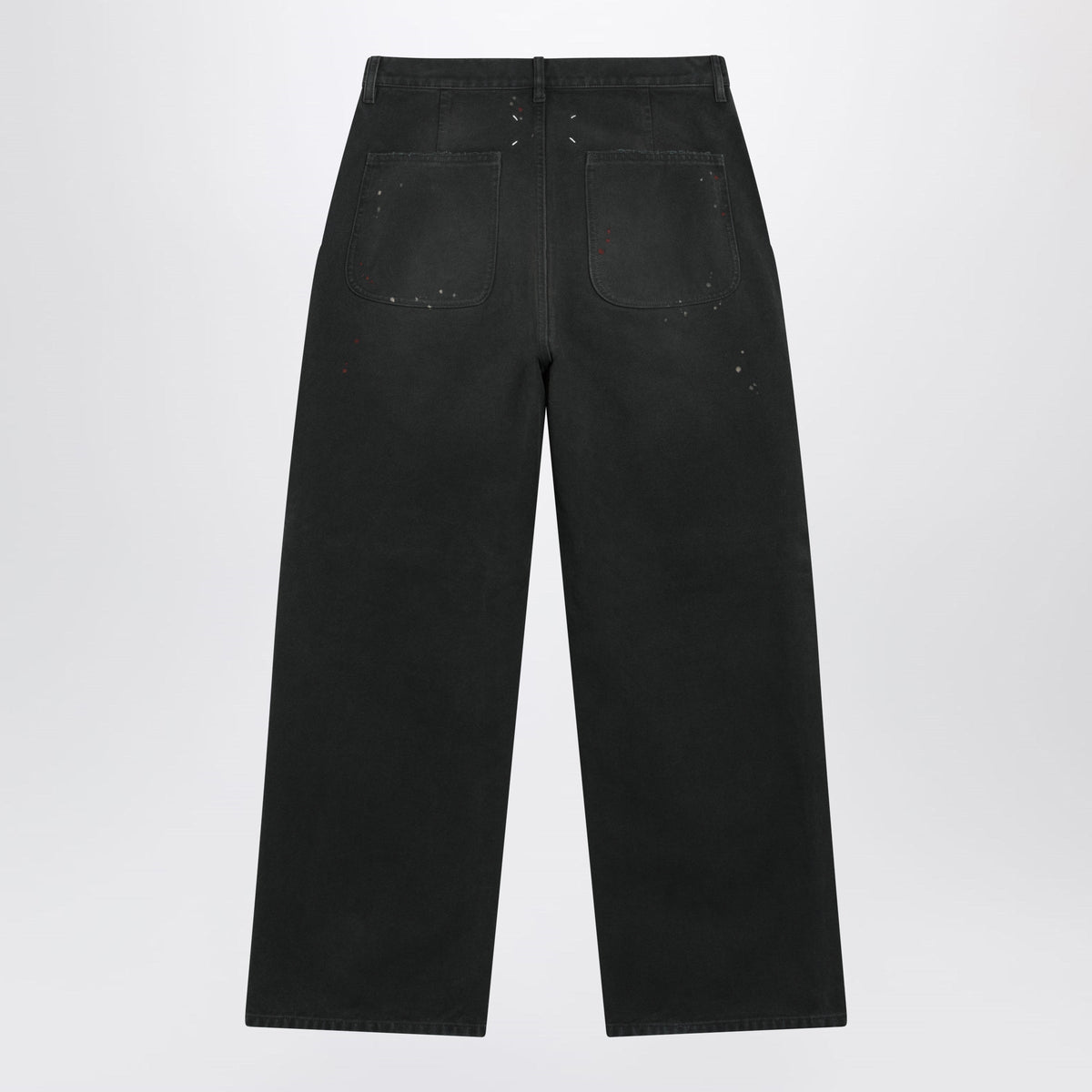 Maison Margiela Double-Dyed Work Trousers In Black Cotton With Spots Men MAISON MARGIELA