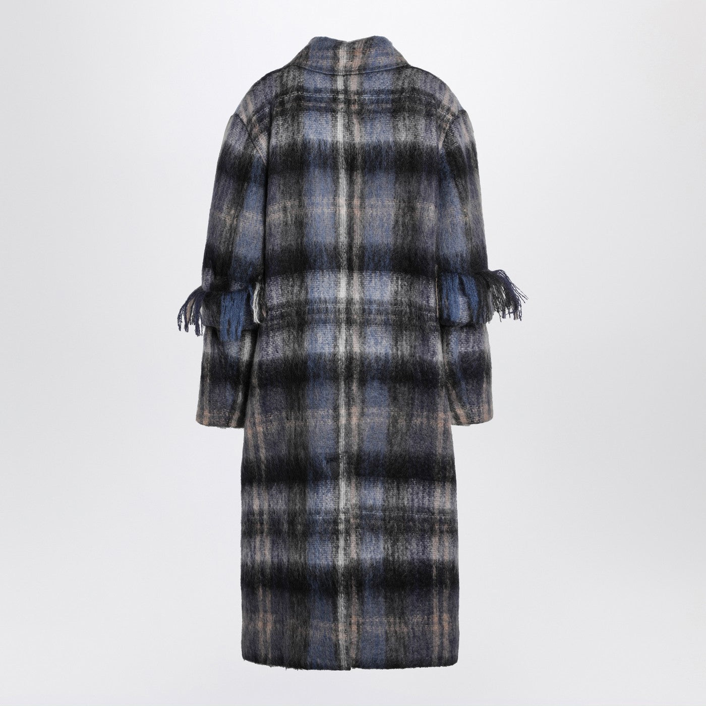 Loewe Blue Checked Coat In Mohair And Wool Blend Women LOEWE