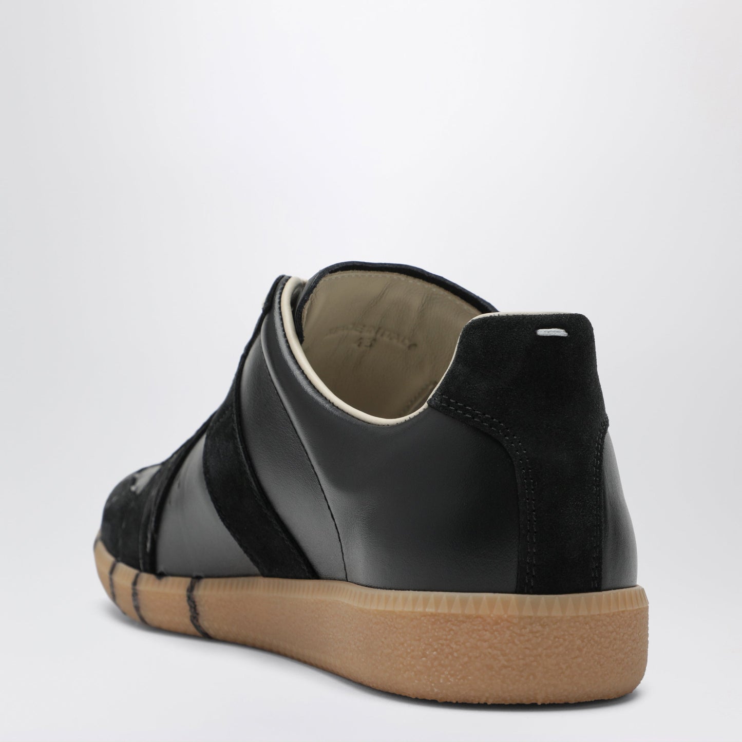 Maison Margiela Replica Paint-Splattered Calfskin And Suede Sneakers, Black Men MAISON MARGIELA