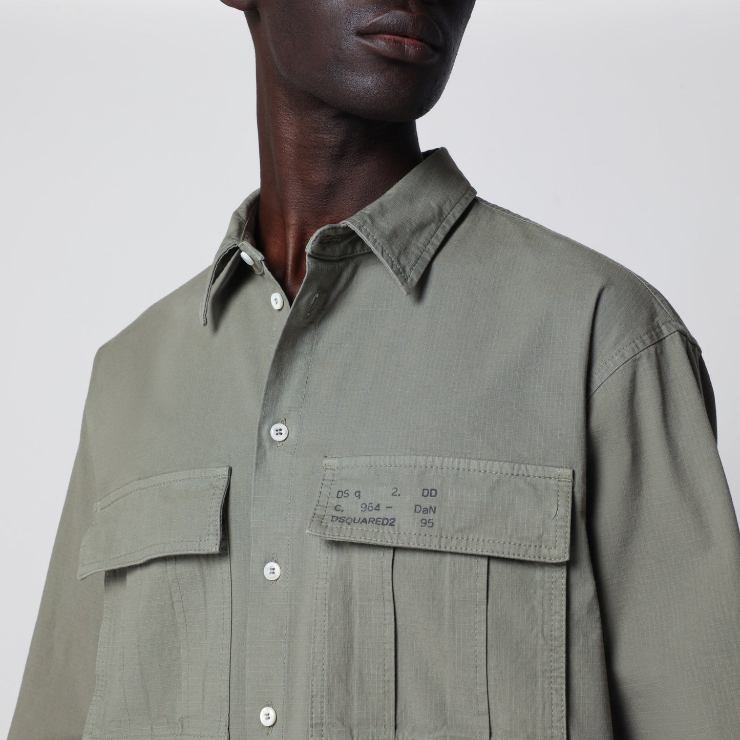 Dsquared2 Military Green Cotton Shirt Men DSQUARED2