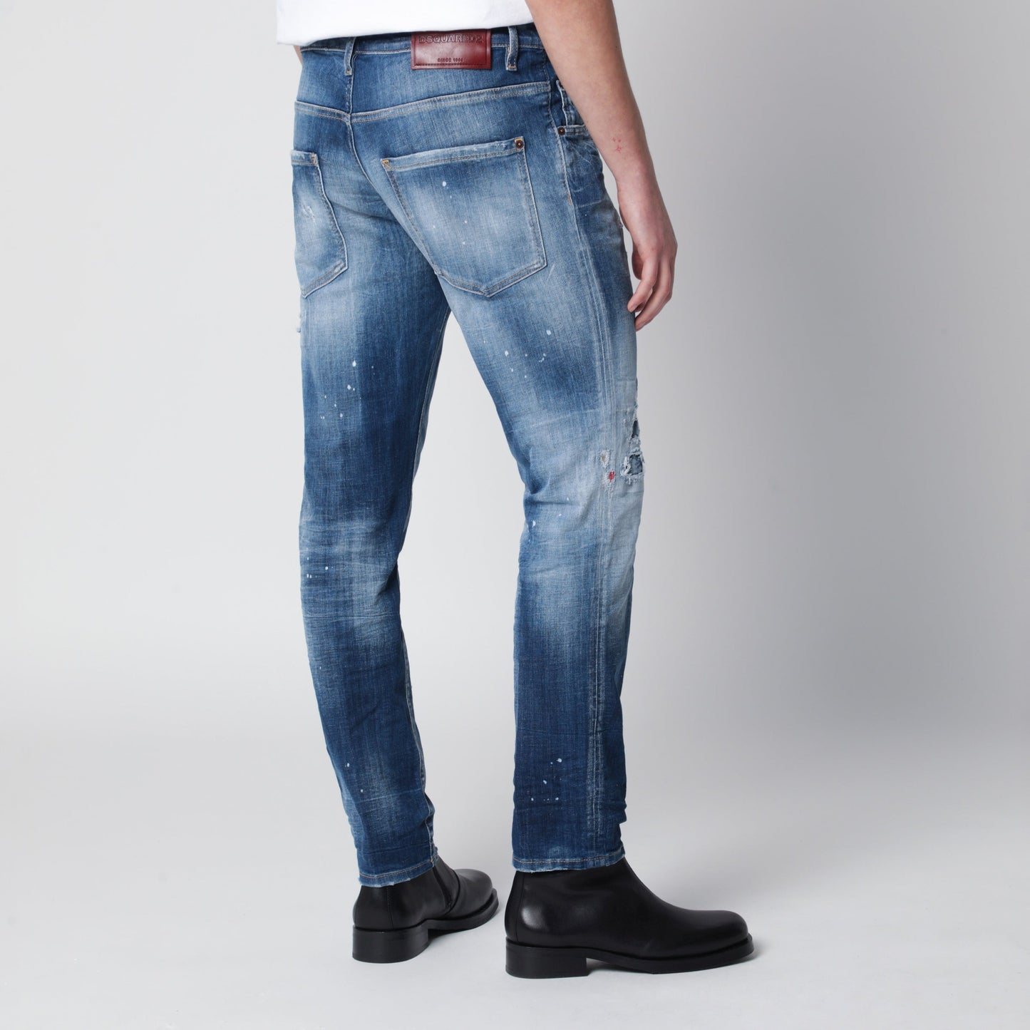 Dsquared2 Skater Jeans In Medium Blue With Destroyed Details Men DSQUARED2