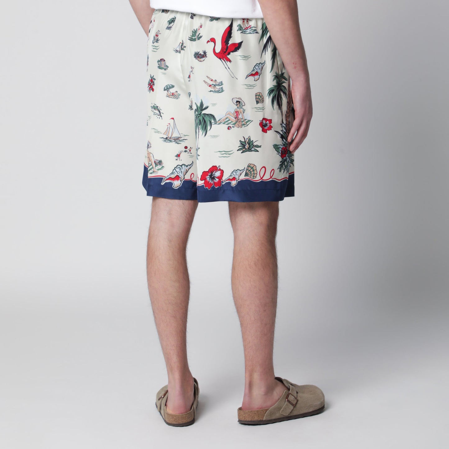 Dsquared2 Bermuda Shorts With Tropical Print In Silk Men DSQUARED2