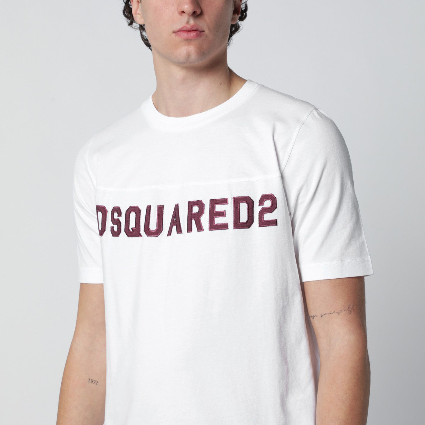 Dsquared2 White T-Shirt With Logo Embroidery Men DSQUARED2