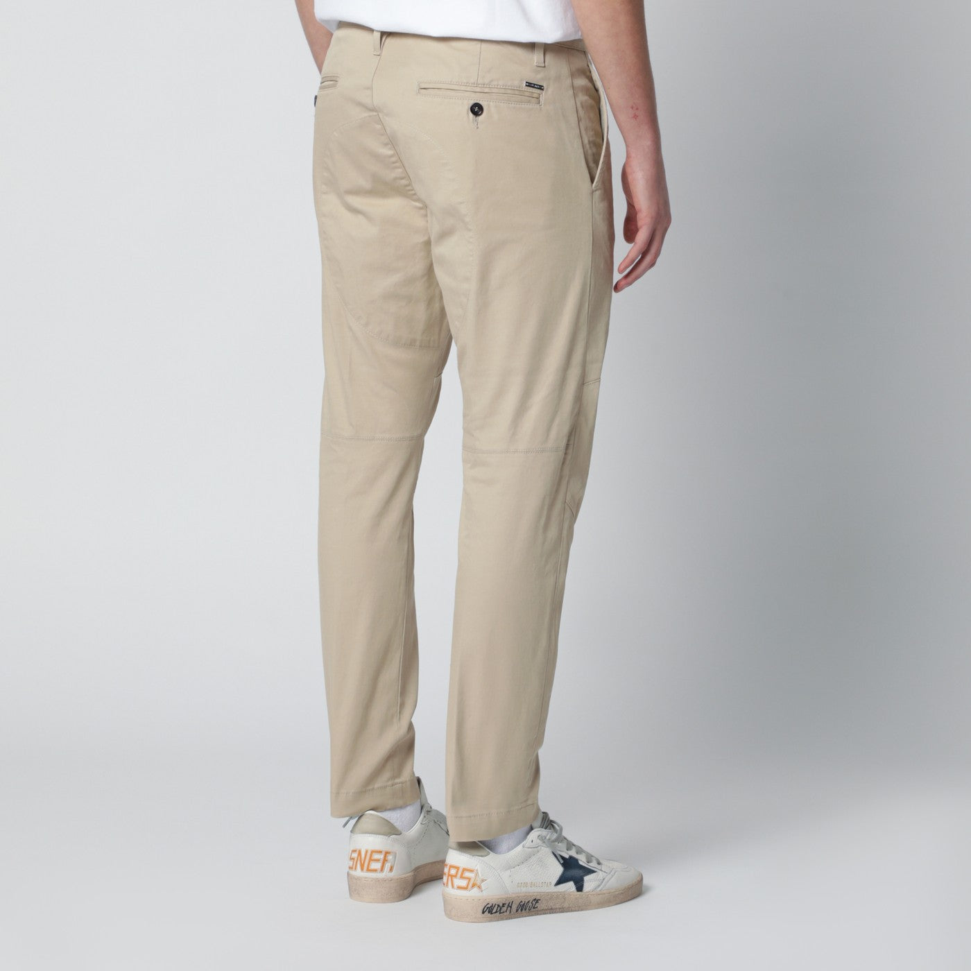 Dsquared2 Beige Cotton-Blend Trousers Men DSQUARED2