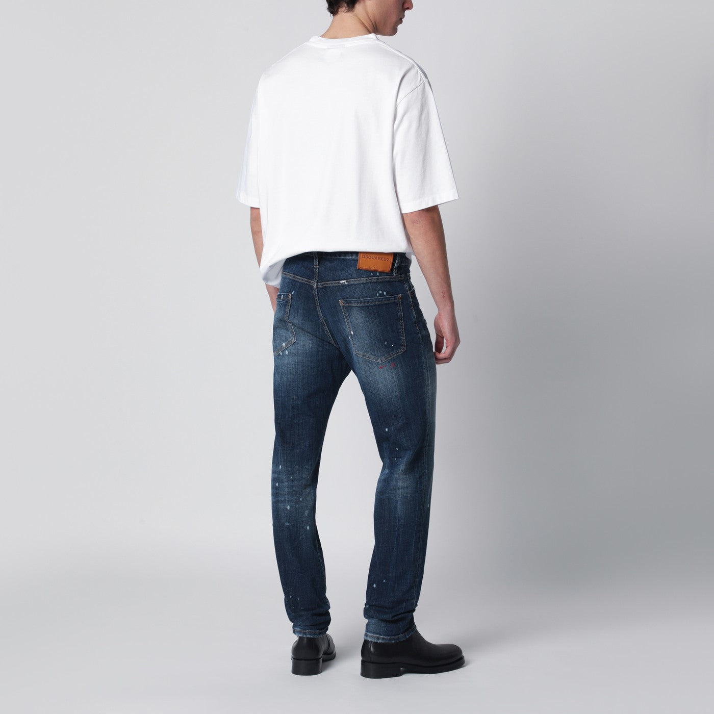 Dsquared2 Washed Blue Teddy Jeans With Paint Splatters Men DSQUARED2