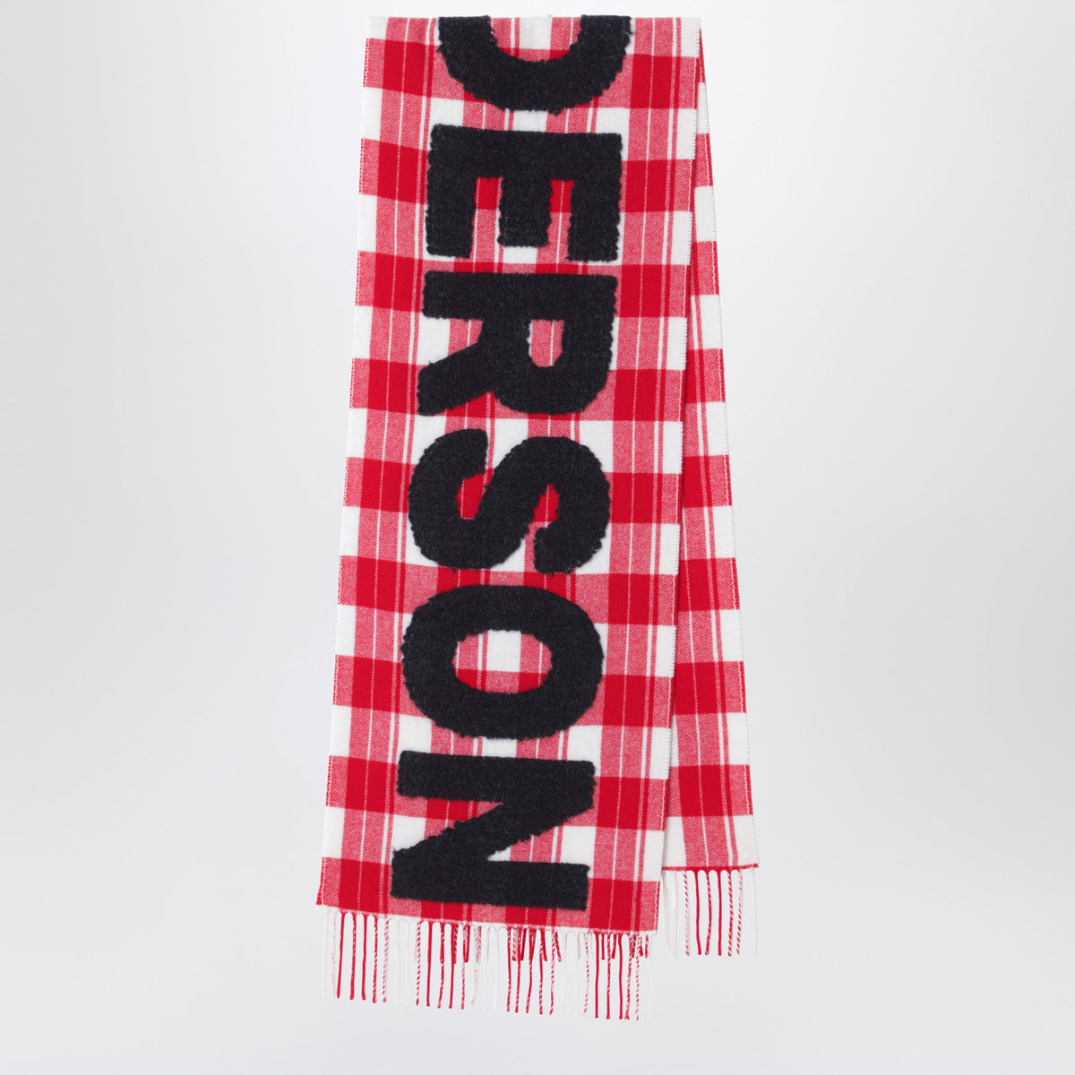 Jw Anderson Tartan Wool-Blend Scarf With Maxi Logo Men J.W. ANDERSON