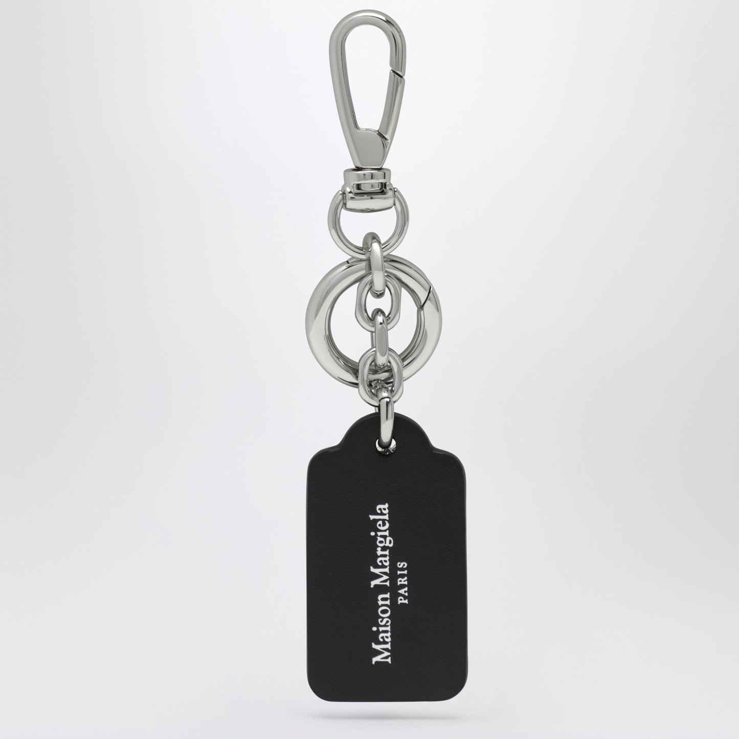 Maison Margiela Double-Label Keychain In Black Grained Calf Leather Men MAISON MARGIELA