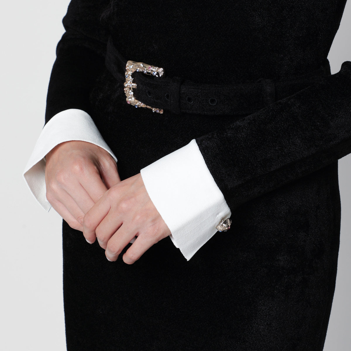 Self-Portrait Black Midi Chenille Knit Dress With Feather Trim Women SELF-PORTRAIT