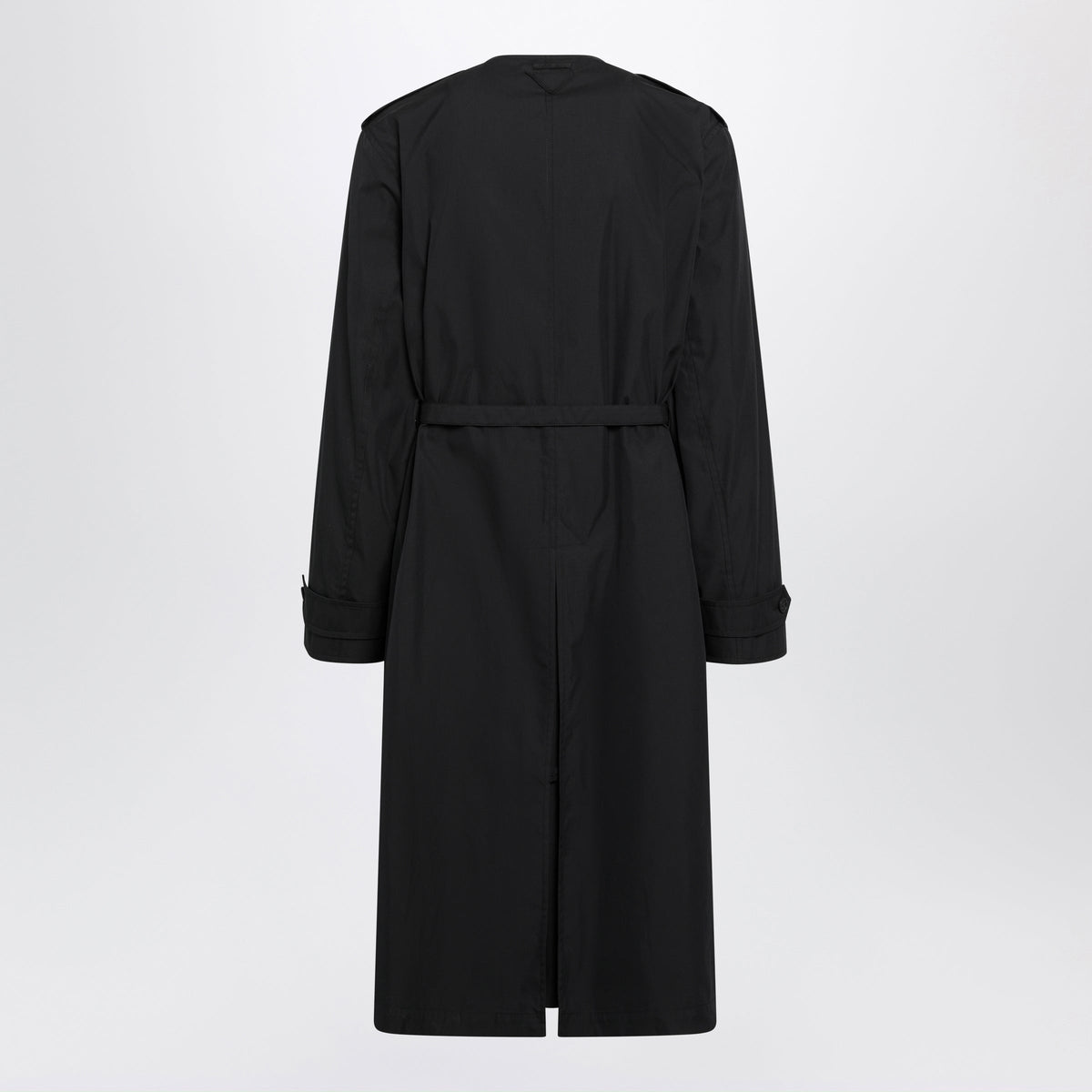 Prada Black Double-Breasted Cotton-Blend Trench Coat Men PRADA