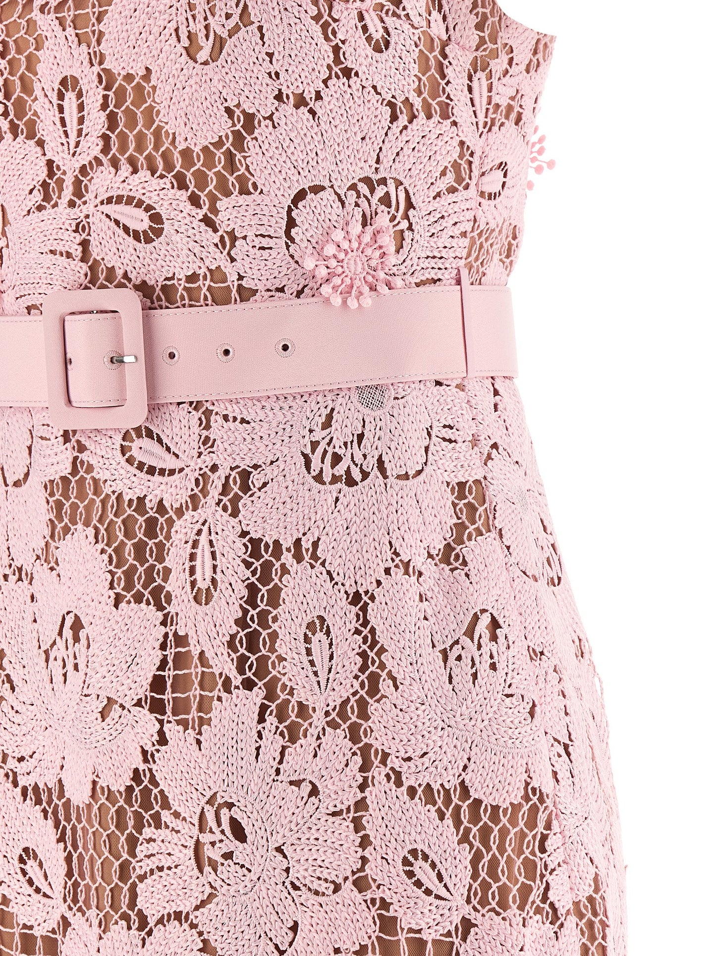 Self Portrait Women 'Pink Crochet Lace Midi' Dress SELF-PORTRAIT