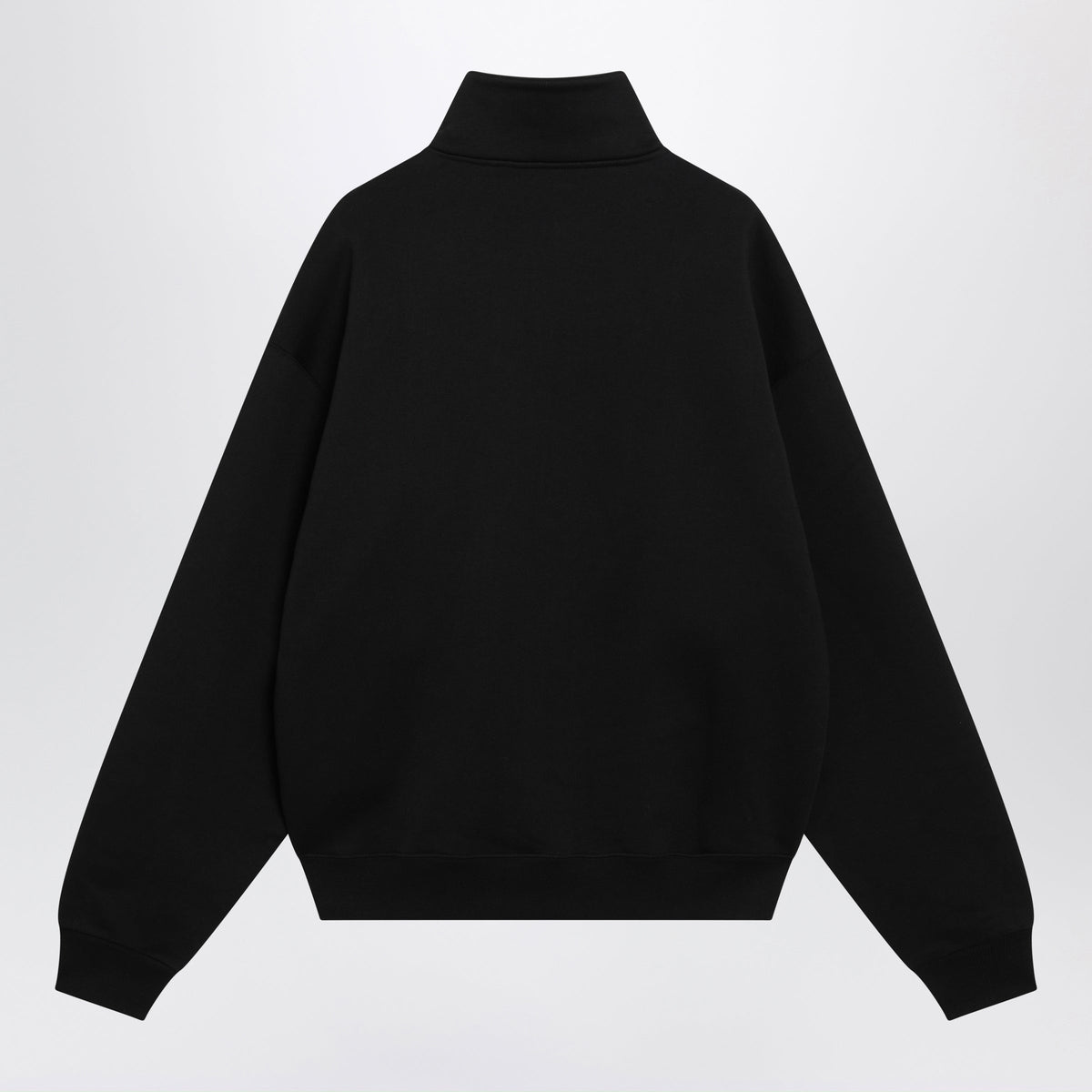 Jacquemus Black Zip-Neck Sweatshirt With Gros Grain Logo Men JACQUEMUS