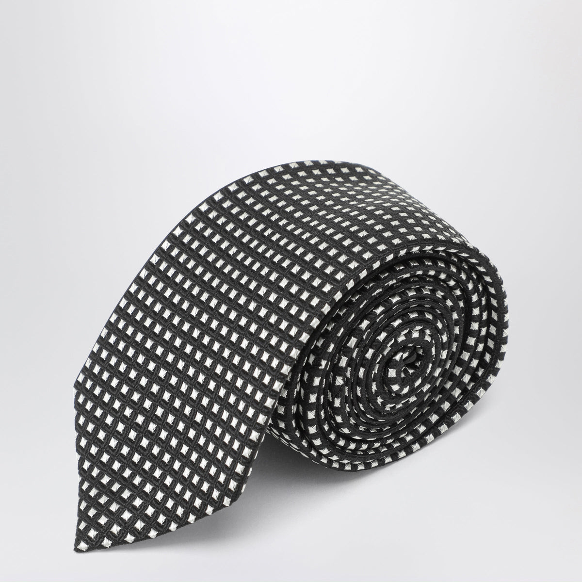 Tom Ford Black Silk Tie With Micro-Square Pattern Men TOM FORD