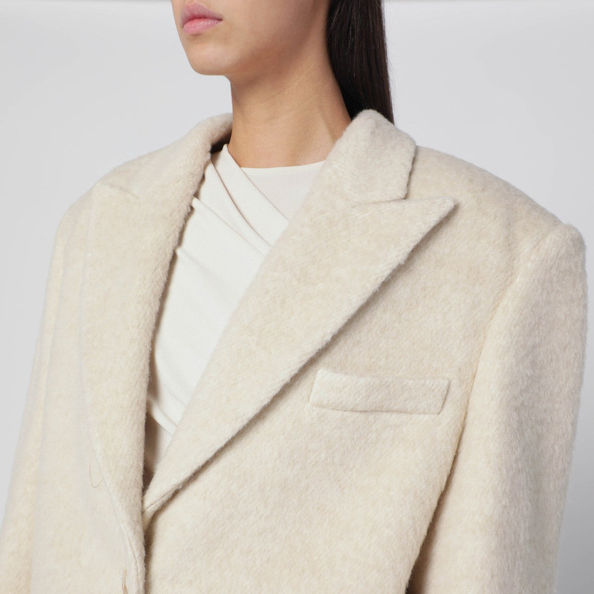 The Andamane Oversized Ivory Jacket In Wool Blend Women THE ANDAMANE