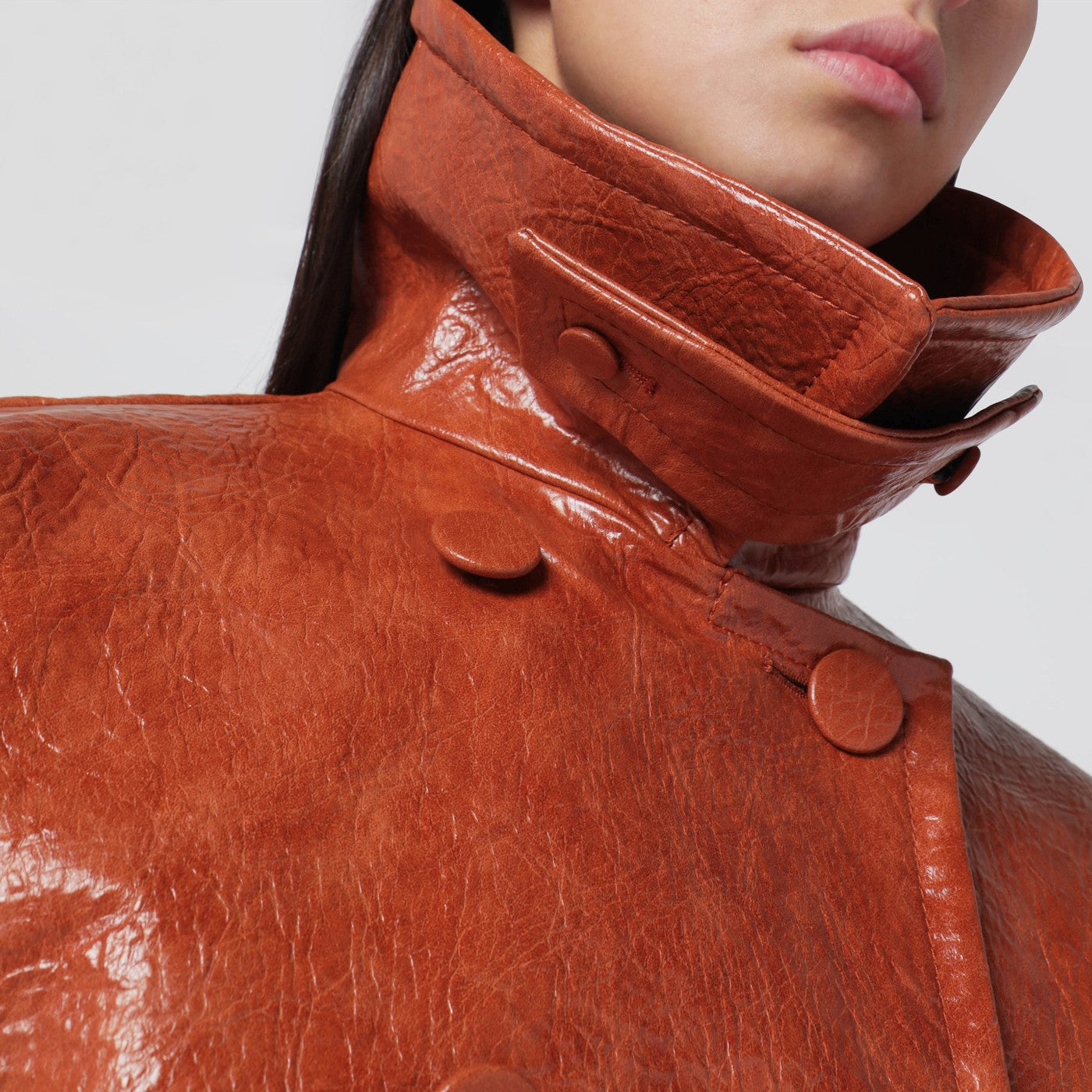 The Andamane Tan Leather-Effect Belted Jacket Women THE ANDAMANE