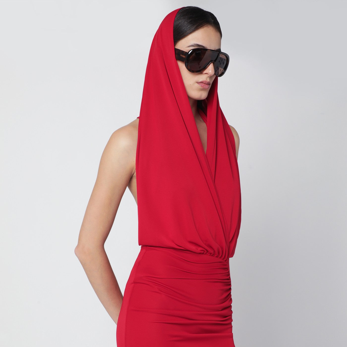 The Andamane Red Annie Hooded Midi Dress Women THE ANDAMANE