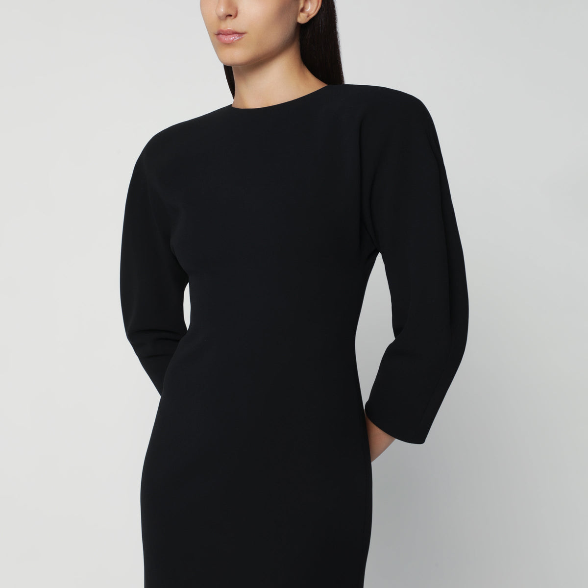 The Andamane Black Midi Dress With Rounded Shoulders Women THE ANDAMANE