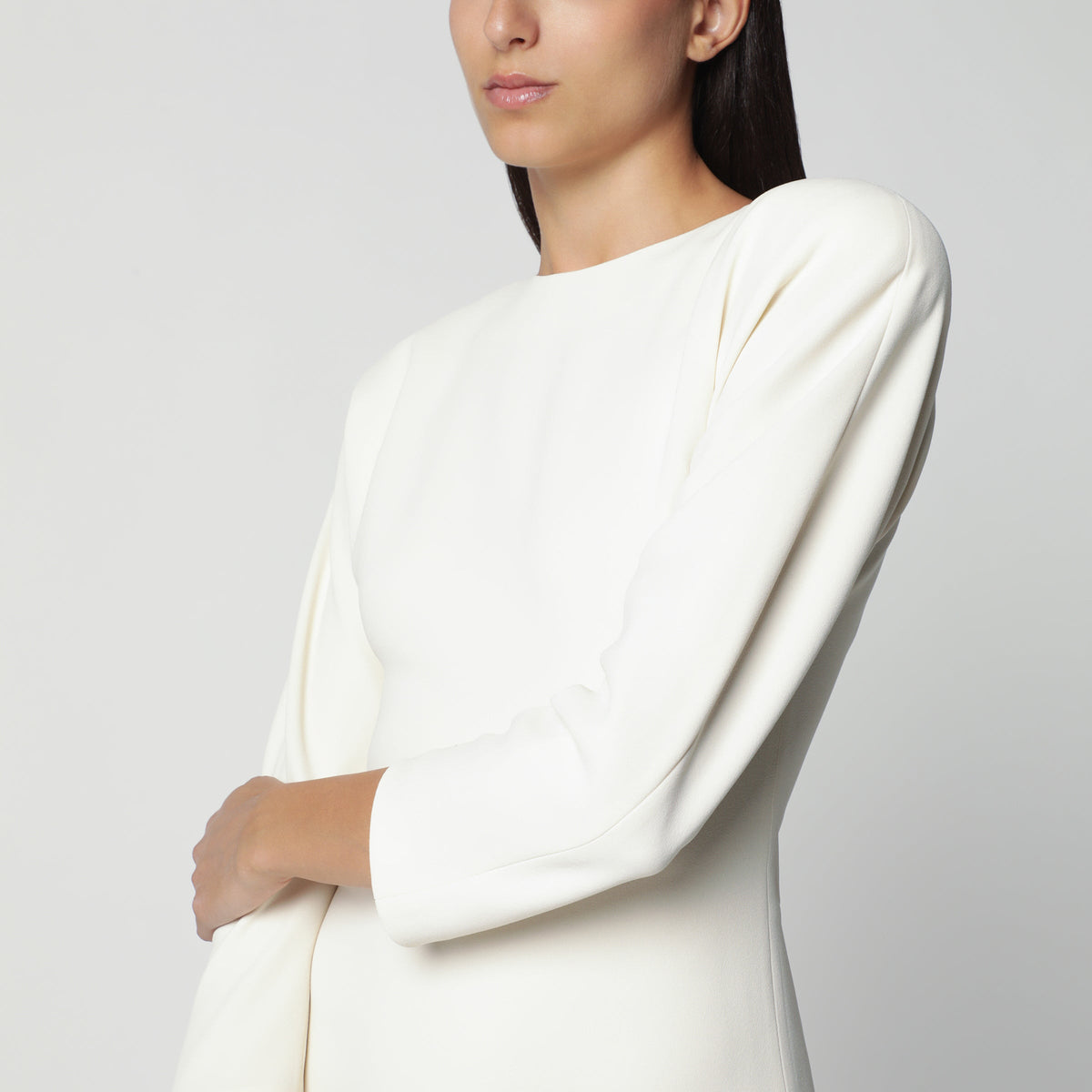 The Andamane Milk White Midi Dress With Rounded Shoulders Women THE ANDAMANE