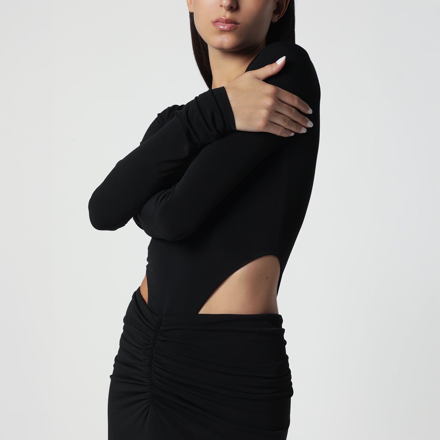 The Andamane Black Midi Dress With Waist Cut-Out Detail Women THE ANDAMANE