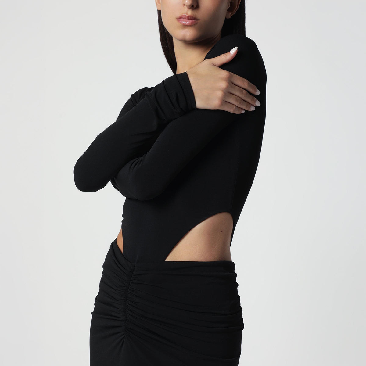 The Andamane Black Midi Dress With Waist Cut-Out Detail Women THE ANDAMANE