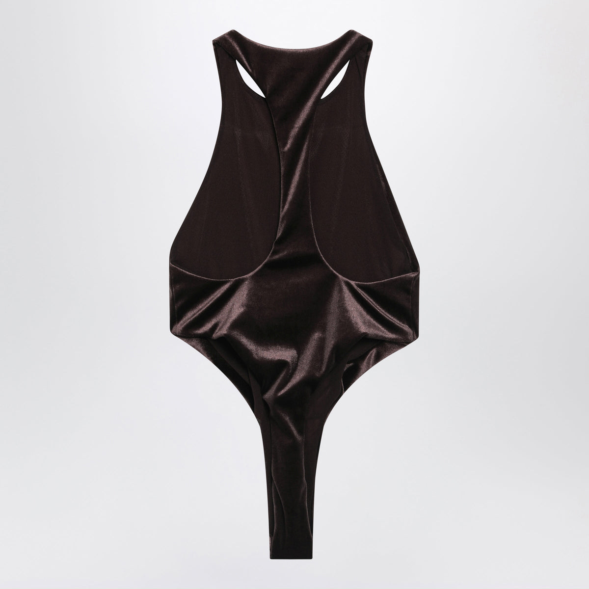 The Andamane Brown Velvet-Effect Bodysuit Women THE ANDAMANE