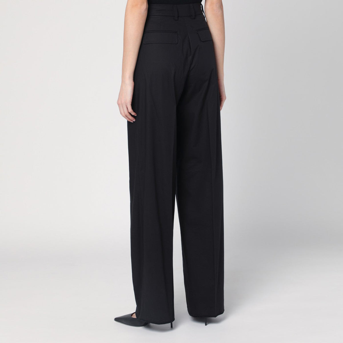 Thelatest Wide Black Axel Trousers Women TheLatest